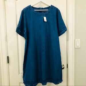 GAP Denim Frayed Hem Shirt Dress